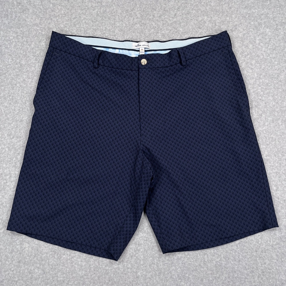 Peter Millar Carrboro Shorts Mens 36x9 Navy Blue Skull Print Performance Golf